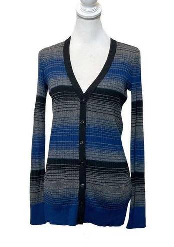 Vince  Cashmere Blend V Neck Cardigan Button Closure Womens Small Pockets Striped