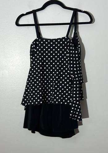 St. John’s Bay St. John's Bay Black White Polka Dot Tiered One Piece Swimsuit