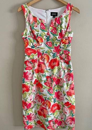 Adrianna Papell  floral bright v-neck sheath dress formal chic