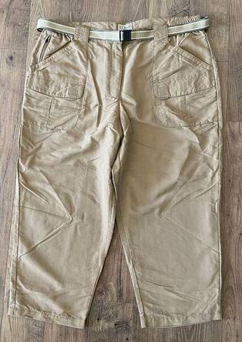 L.L.Bean  Sunsmart Cropped Nylon UPF 50 Cargo Hiking Pants Khaki Tan Women's XL