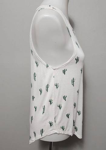 Grayson Threads  white and green cactus print tank size small