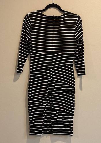 White House | Black Market 217- Black and White Striped Sheath Dress