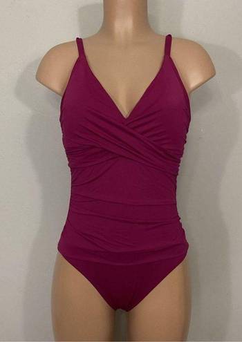 Tommy Bahama New.  Cabernet cross front swimsuit. MSRP $149. Size 10