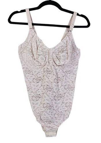 One Piece Bali Shapewear Bodysuit Faja Womens Size 38DD Pale Pink Lace  Sexy