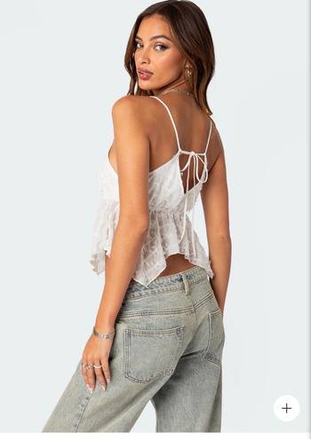 Edikted Flutter frilled tie back top