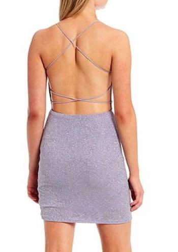 B Darlin B. Darlin Ombré Sequin Cowl Neck Bungee Strappy Back Mini Dress Size 1/2 NWT