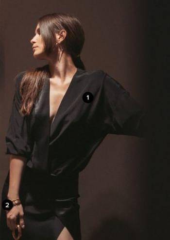 Michelle Mason Mason by  Obi Long Sleeve Silk Wrap Dress 0 Black