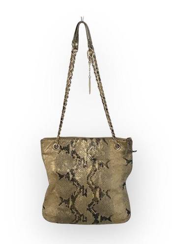 DKNY  ᪥ Crossbody Leather Convertible Bag ᪥ Double Chain ᪥ Metallic Python Print