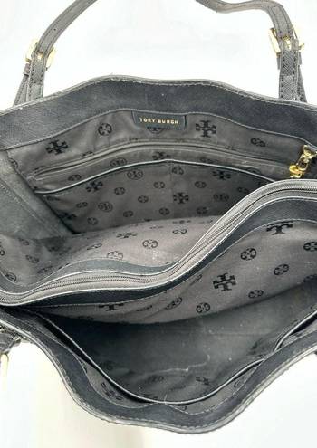 Tory Burch  Black Saffiano Leather Medium York Buckle Tote