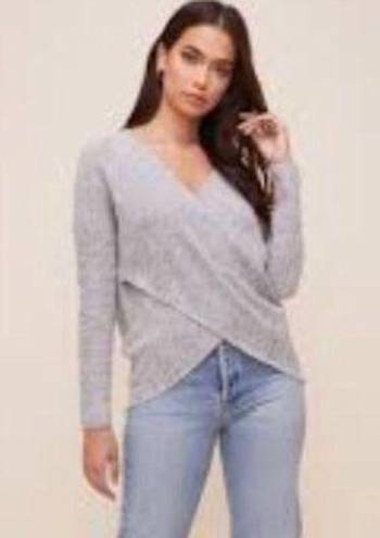 ASTR  The Label wrap front criss cross wrap sweater gray medium Nordstrom Revolve