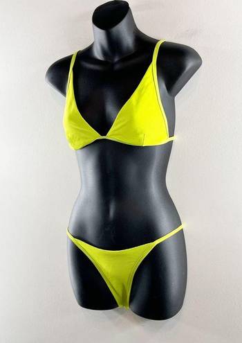 Solid & Striped  The Morgan Two Piece Bikini Set Swimsuit Neon Yellow Small