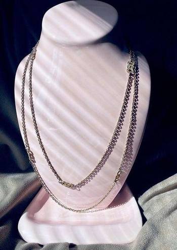 The Row Vintage Gold Tone Dainty Lightweight Long Double Layer Chain Necklace