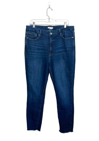 Good American Dark Wash High Rise Frayed Hem Skinny Jeans