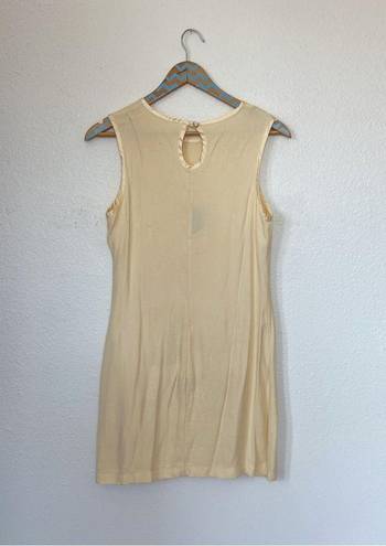 City Triangles Vintage 90’s Pastel Yellow Satin Trim Sleeveless Dress