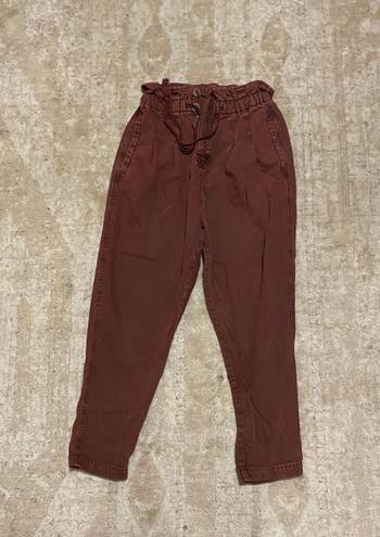 Free People Maroon Paper Bag Pants