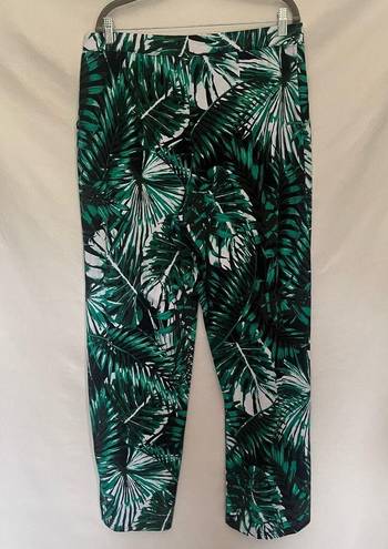 Krass&co D& Beach Pull-On Womens Pants Size LT Palm Branches Tropical Green Tall Beachy