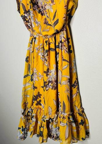 Shoshanna  Women's Yellow 100% Silk Carmela One Shoulder Floral Dress Size 12