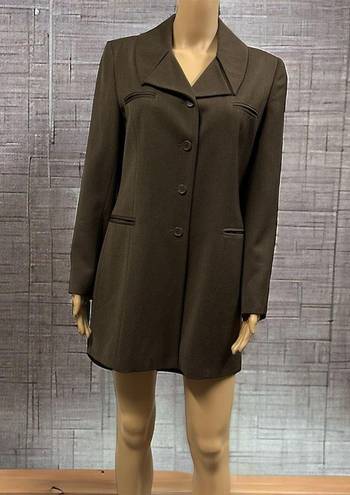 Mulberry  Worsted Wool Brown Belt Less Trench Coat 4 Button Jacket Women’s 10