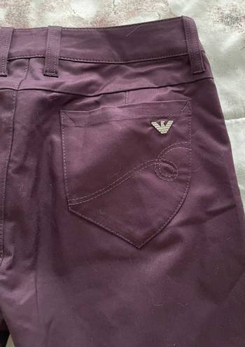 Emporio Armani New Sabrina Maroon Burgundy Cropped Slim Skinny Jeans, size 28”