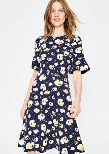 Alexis Boden  Fluted Sleeve Fit-and-Flare Floral Dress in Navy Size US4 Long NWT