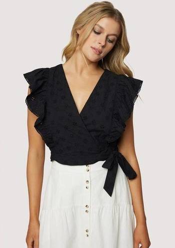 Lost + Wander Arula Black La Luna Eyelet Lace Embroidered Ruffle Blouse A 1X 14