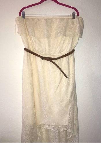 Trixxi  Dress Cream / Off White Lace High-Low Strapless Dress Sz 3X NWT Belted