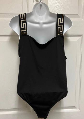 Boohoo BLACK GEO TAPE SQUARE NECK SWIMSUIT