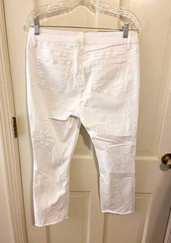 Crown & Ivy raw hem white distressed skinny jeans