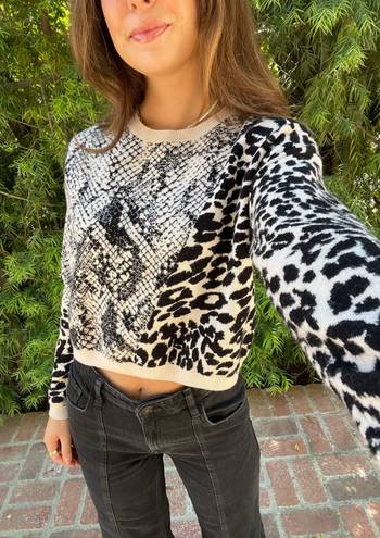 GUESS animal print cream sweater