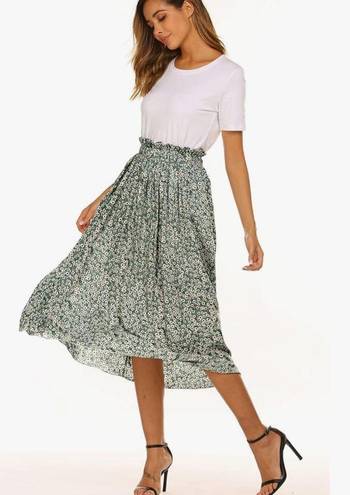 Floral Pleated Midi Skirt Multi Size M