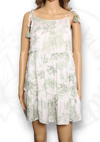 Maaji  Coco Forest Chinni Swim Cover-Up Mini Dress White & Green Size L