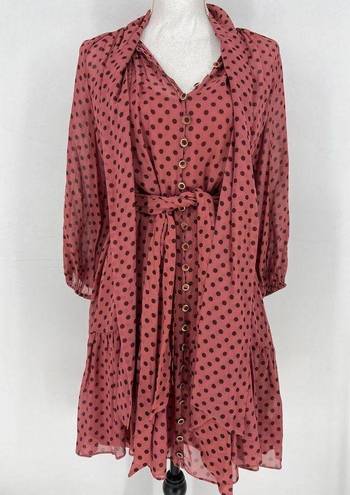 Zimmermann  Polka Dot Bow Chiffon Mini Dress in Burgundy