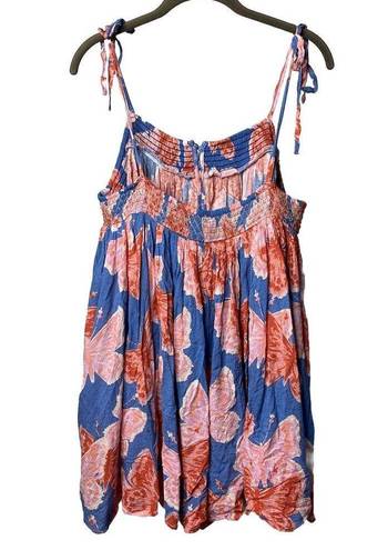 Free People  Rule The World Romper Monarch Combo Blue Pink Butterflies Large