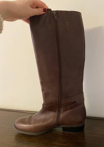 Ralph Lauren Tall Brown Boots With Gold Buckles