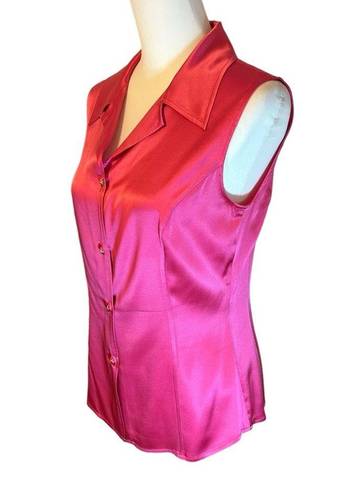 St. John  Hot Pink Sleeveless Button Down Blouse