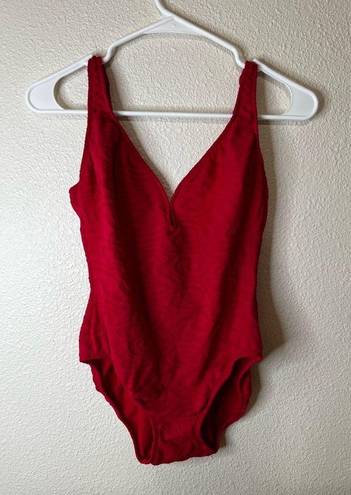 La Blanca Vintage |  red one piece textured swimsuit 6