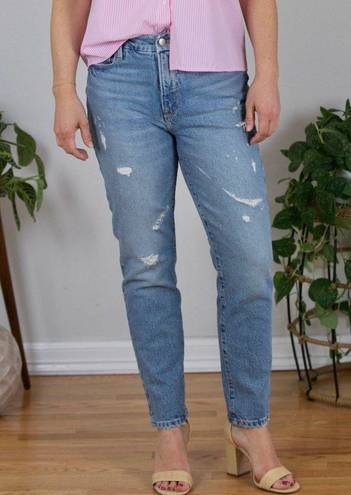 Good American New  Good Classic Distressed Straight Leg Jeans Indigo046