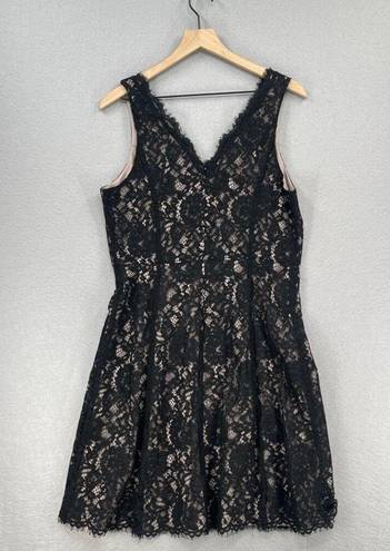 The Loft  Dress Womens 10 Black Lace Overlay Sleeveless Above Knee Dressy Formal