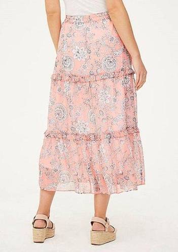 The Loft  Outlet Wild Flamingo Floral Tiered Maxi Skirt - Women NEW L