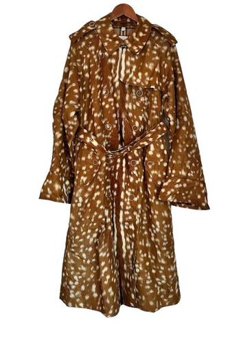 Burberry  Exaggerated Cuff Deer Print Nylon Trench Coat Size US 10