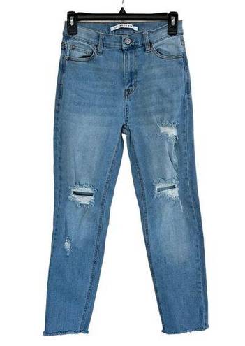 Celebrity Pink  JRS SZ 1/25 Jeans Mid-Rise Stretch Frayed Distressed Light Wash