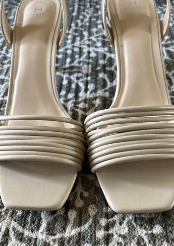 H by Halston Halston Ivory Faux Leather Heeled Sandals NWOB