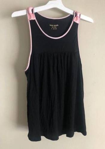 Kate Spade  Pajama top Black Pink trim & Bows Sleeveless Sleep Top M