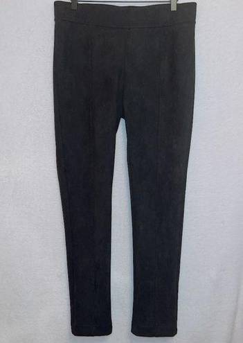 Andrew Marc  Black Faux Suede Pull On Elastic Waist Business Casual Pants