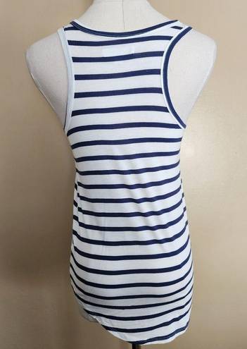 Grayson Threads White/Blue Striped Weekend Tank Top, Women's XS