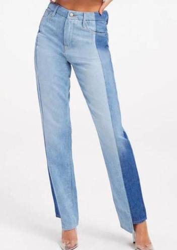 Good American  Cotton Good Boy Two Tone High-Rise Straight Boyfriend Jeans 4 / 27