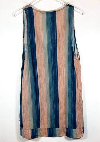 Vix Paula Hermanny  vertical striped Ombre tie dye v neck sleeveless blouse sz L