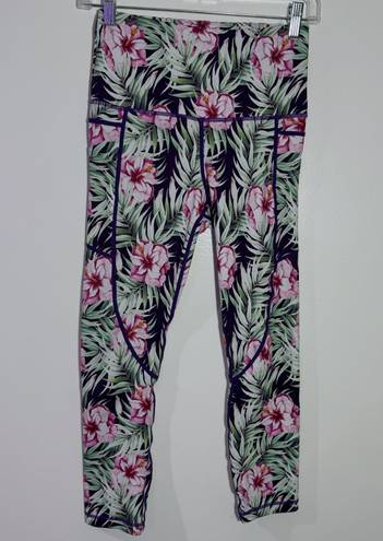 Zyia Active Floral Paradise Tropical Print Leggings Size Small