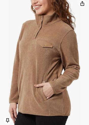 32 Degrees Heat  Tan Brown Midweight Snap Arctic Fleece Pullover Large Comfy