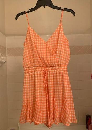 Altar'd State Altar’d State Orange Gingham Romper Size M